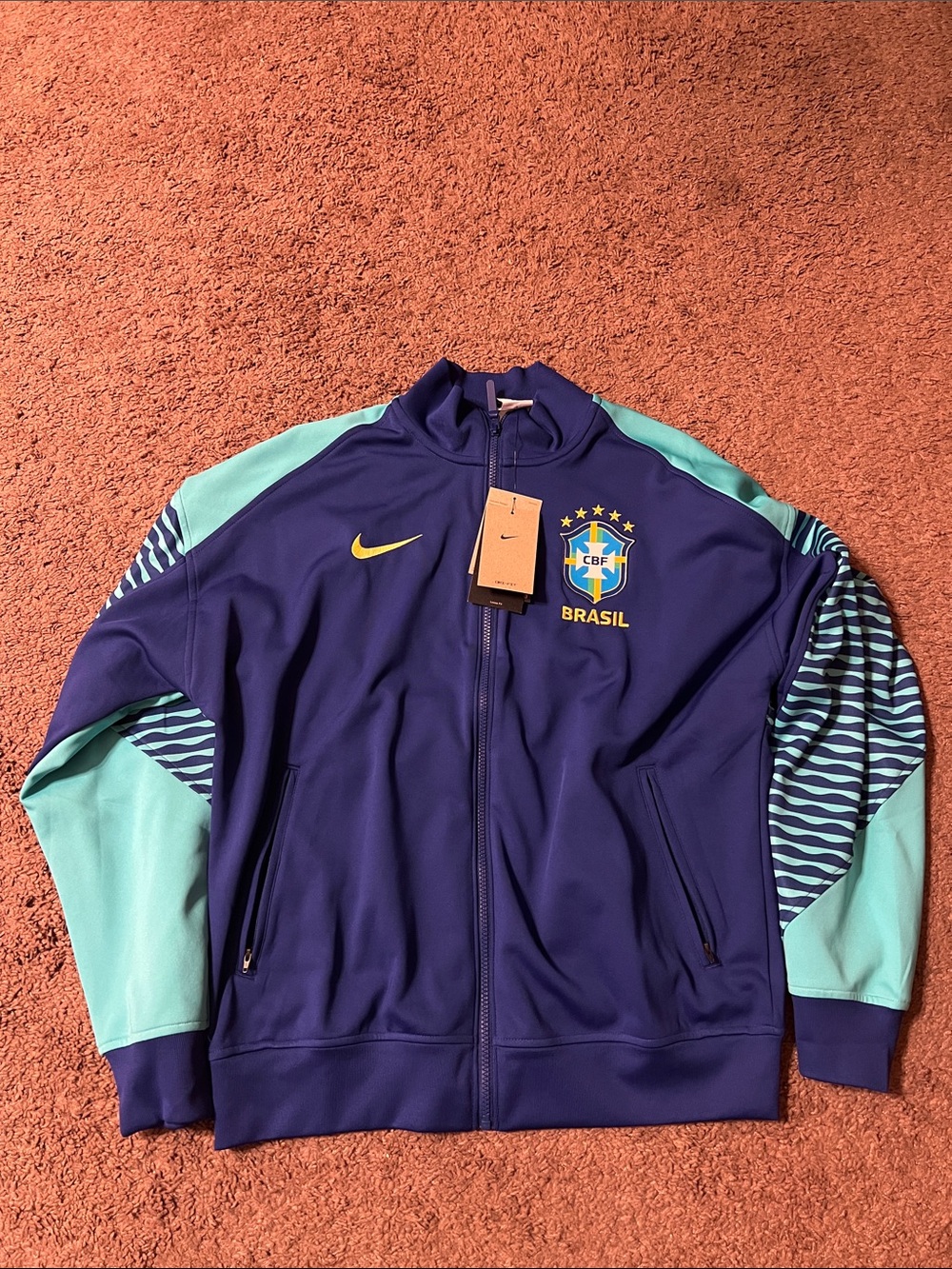 Nike Dri-Fit Brazil Strike 2024 Anthem Jacket Size Medium FJ2657-455